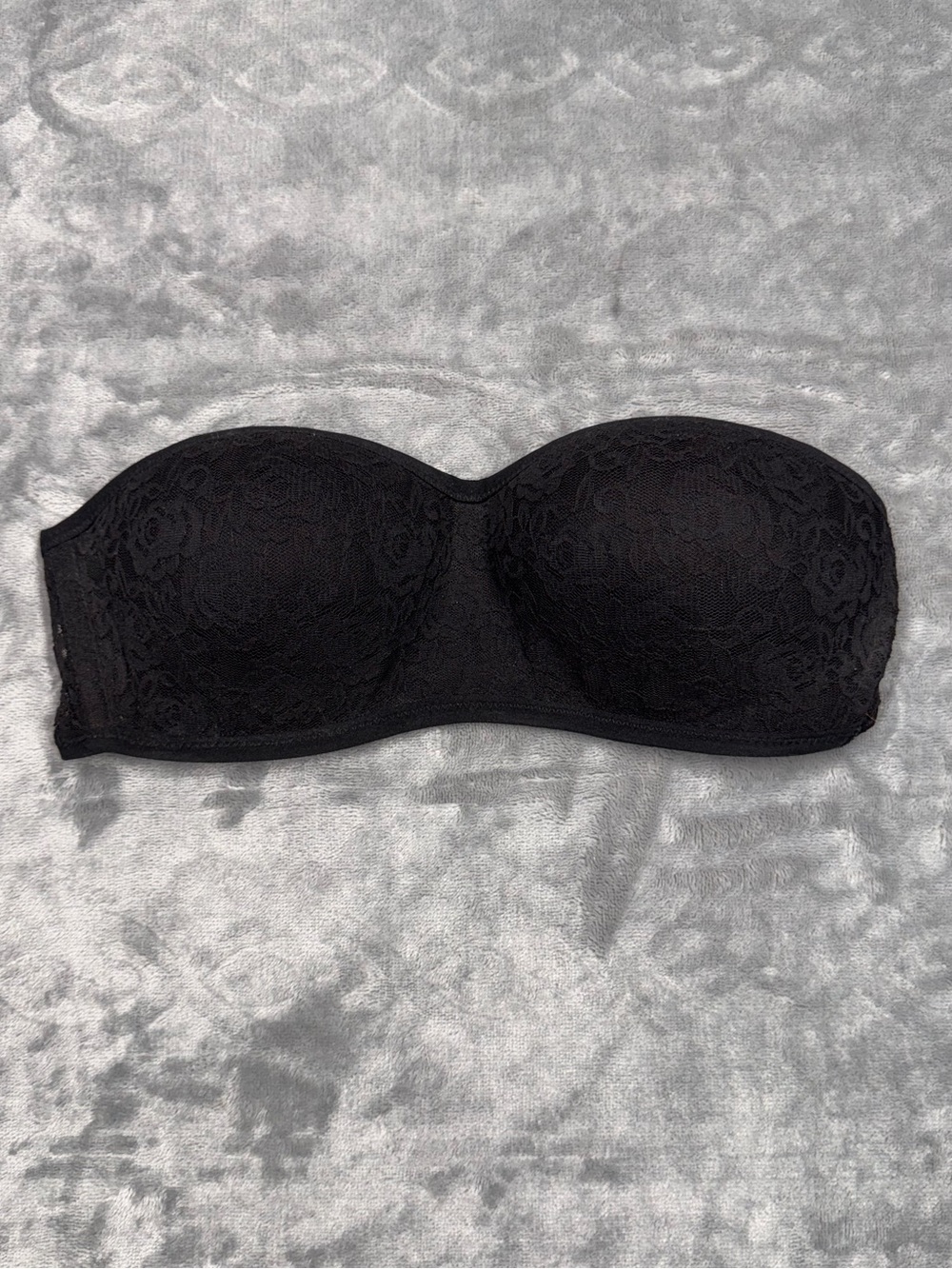 Strapless Lace Bandeau Bra - Black